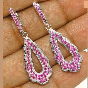 Pink Sapphire Dangle Earrings